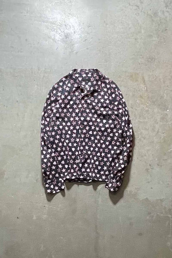 MADE IN ITALY L/S PATTERN PAJAMA SHIRT / NAVY [SIZE: 2XL USED]