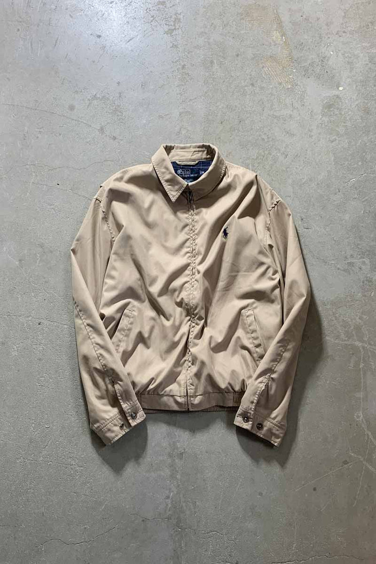 90'S POLYESTER ZIP UP JACKET / BEIGE [SIZE: M USED]