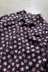 MADE IN ITALY L/S PATERN PAJAMA SHIRT / NAVY [SIZE: 2XL USED]
