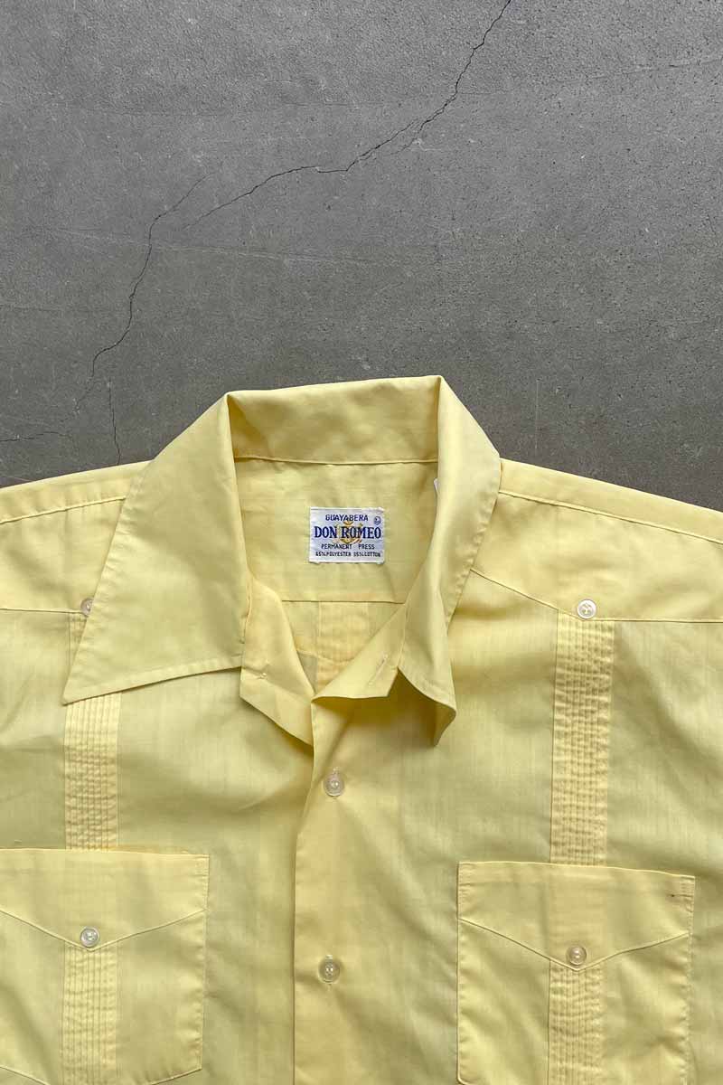 70'S S/S CUBA SHIRT / YELLOW [SIZE: L USED]