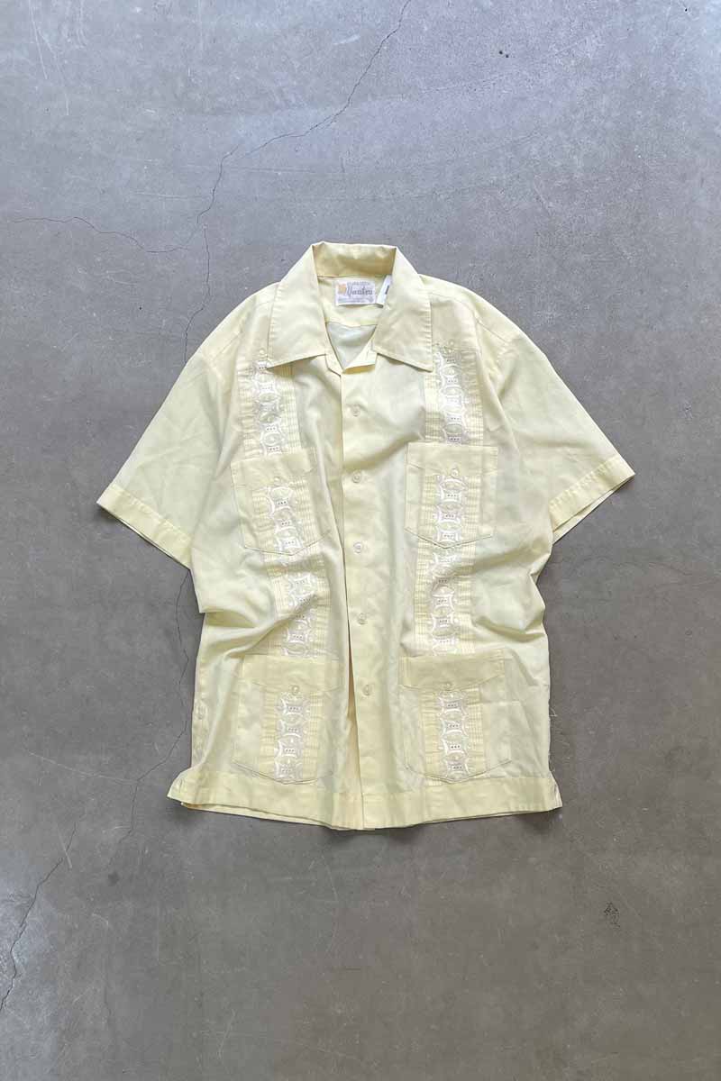 70'S S/S CUBA SHIRT / YELLOW [SIZE: L USED]