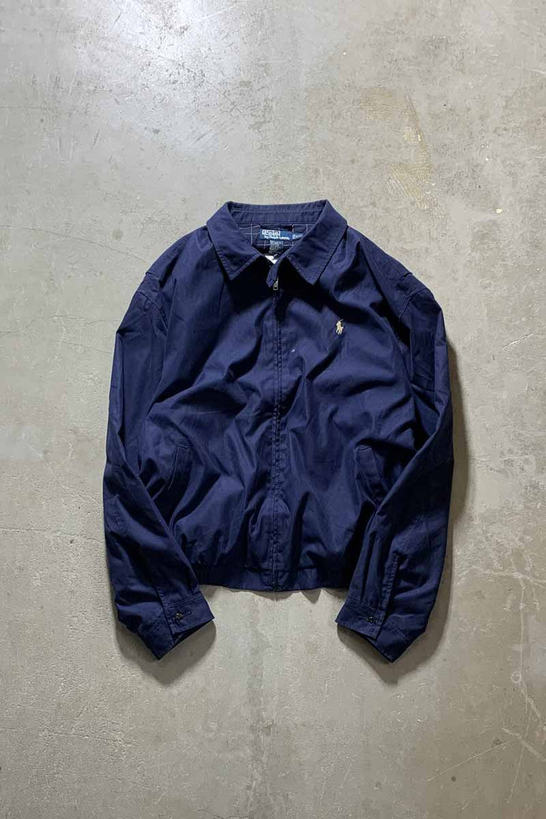 90'S POLYESTER ZIP UP JACKET / NAVY [SIZE: 2XL USED]