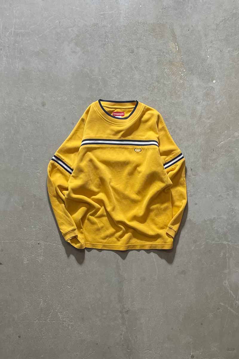 Y2K EARLY 00'S LINE SWEATSHIRT / YELLOW [SIZE: M USED]