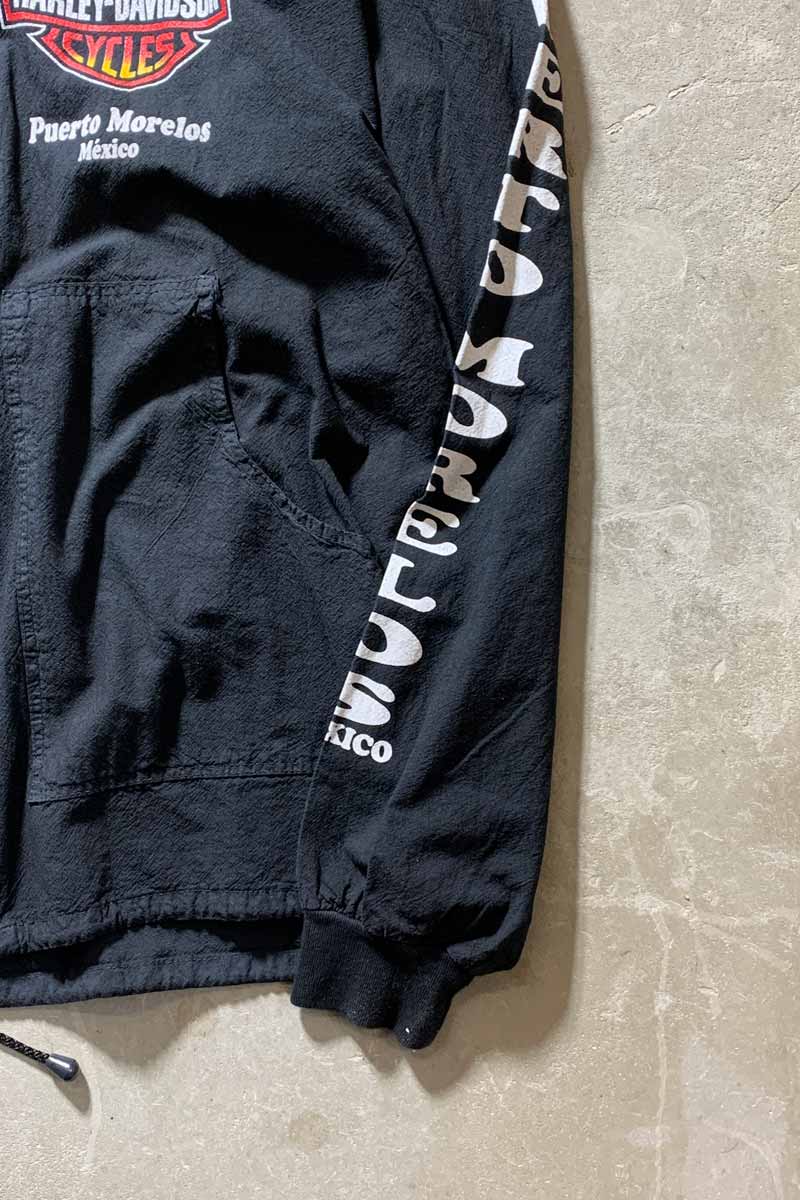 LOGO PRINT ZIP UP HOODIE JACKET / BLACK [SIZE: XL USED]