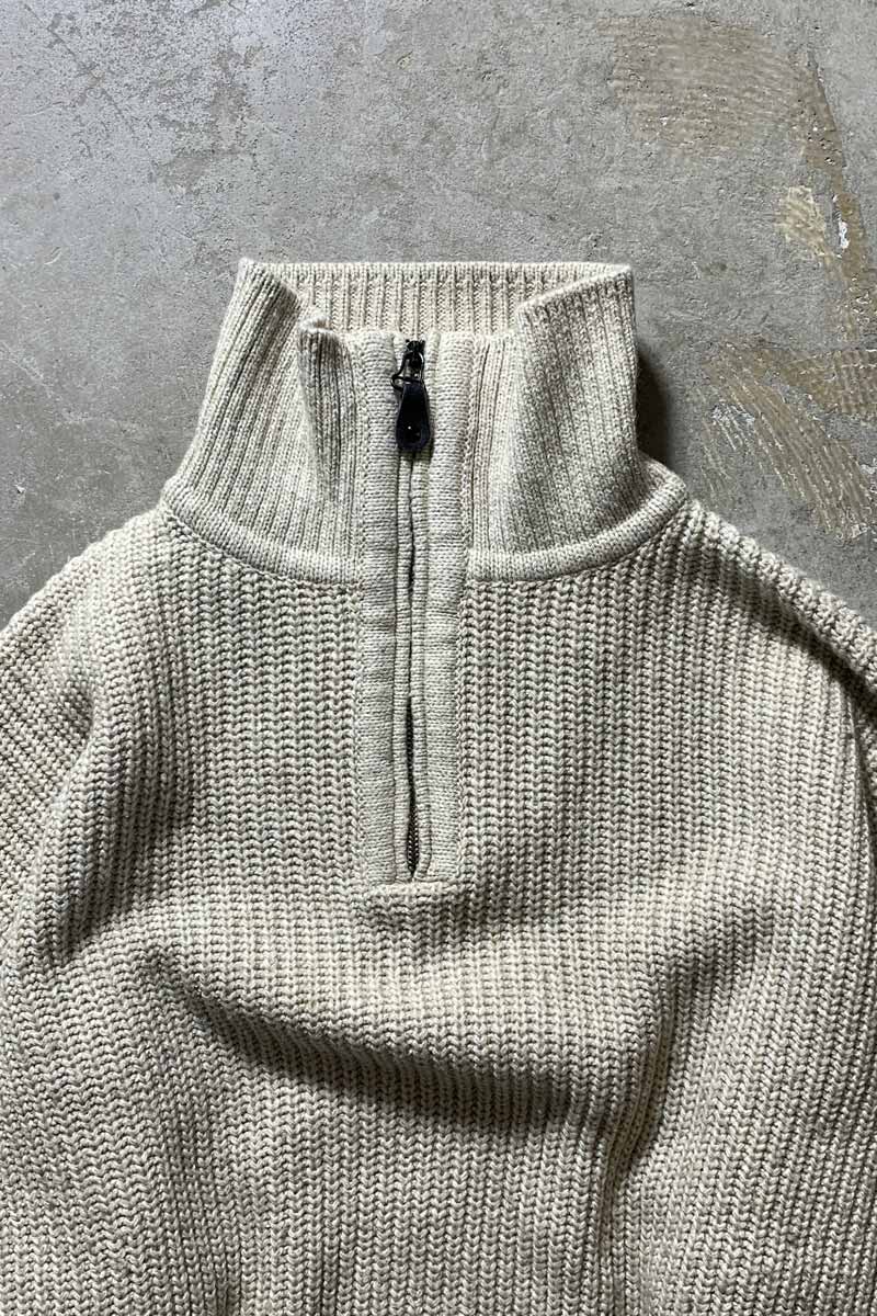 HALF ZIP WOOL ACRYLIC SILK KNIT SWEATER / IVORY [SIZE: L USED]