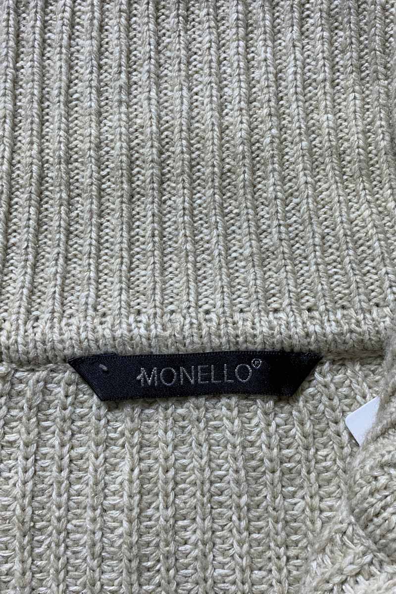 HALF ZIP WOOL ACRYLIC SILK KNIT SWEATER / IVORY [SIZE: L USED]