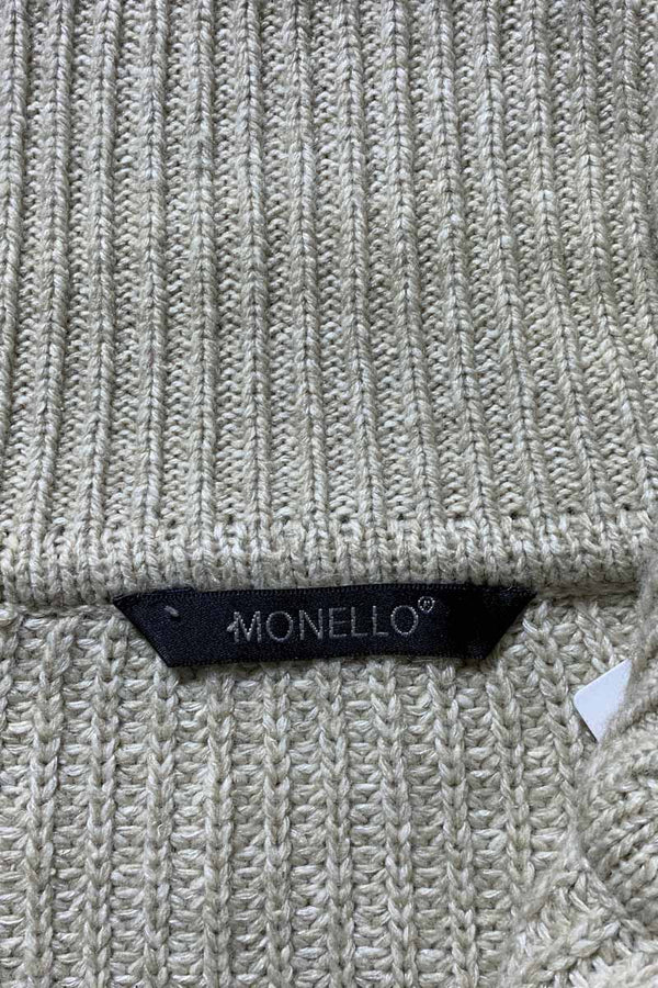 HALF ZIP WOOL ACRYLIC SILK KNIT SWEATER / IVORY [SIZE: L USED]