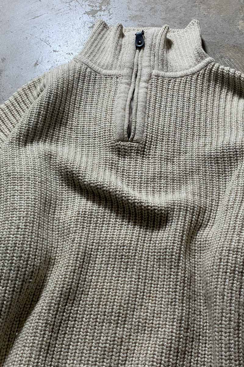 HALF ZIP WOOL ACRYLIC SILK KNIT SWEATER / IVORY [SIZE: L USED]