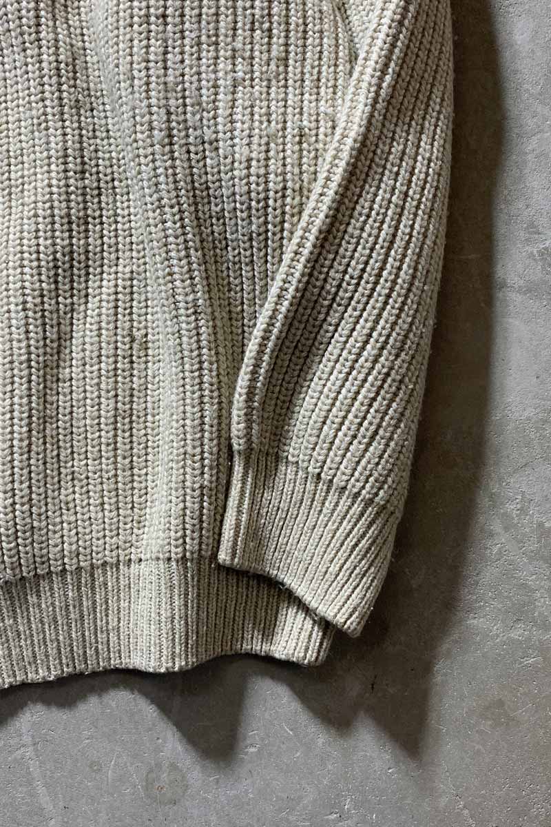 HALF ZIP WOOL ACRYLIC SILK KNIT SWEATER / IVORY [SIZE: L USED]