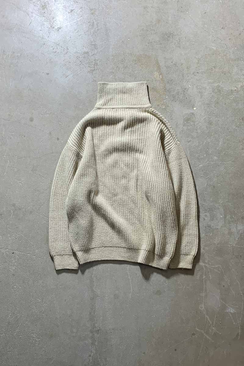 HALF ZIP WOOL ACRYLIC SILK KNIT SWEATER / IVORY [SIZE: L USED]