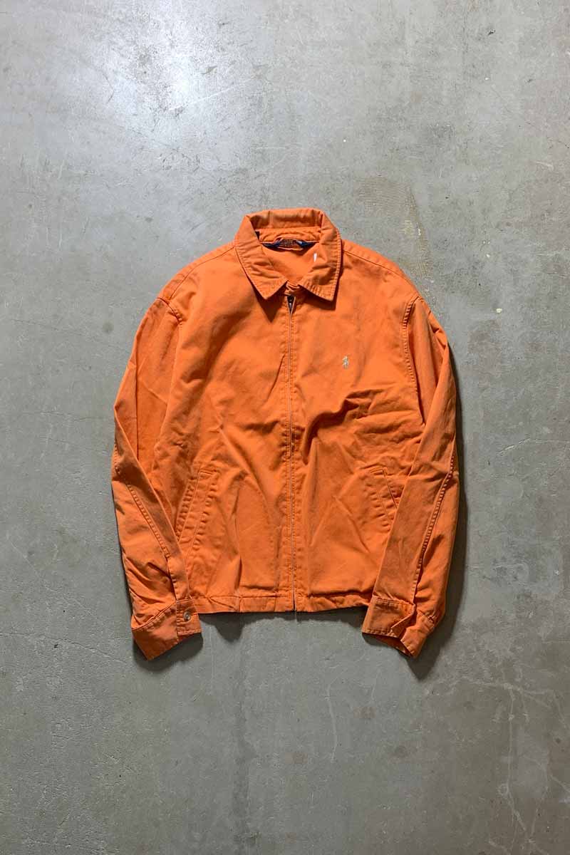 80'S COTTON ZIP UP JACKET / ORANGE [SIZE: L USED]