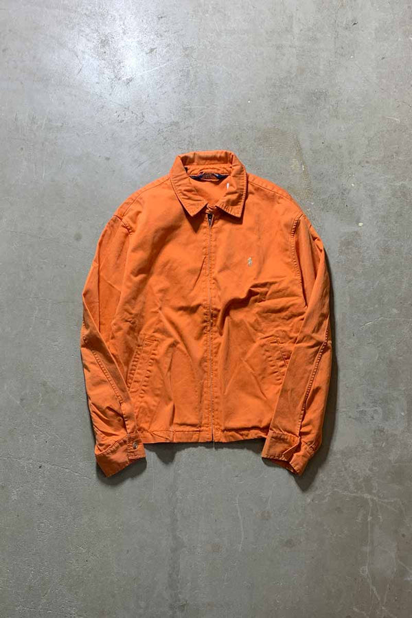 80'S COTTON ZIP UP JACKET / ORANGE [SIZE: L USED]