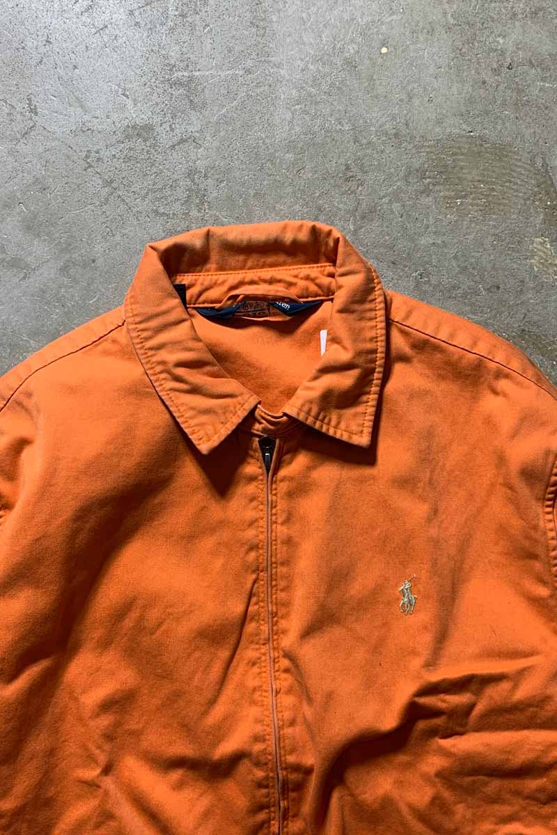80'S COTTON ZIP UP JACKET / ORANGE [SIZE: L USED]