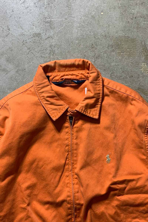 80'S COTTON ZIP UP JACKET / ORANGE [SIZE: L USED]