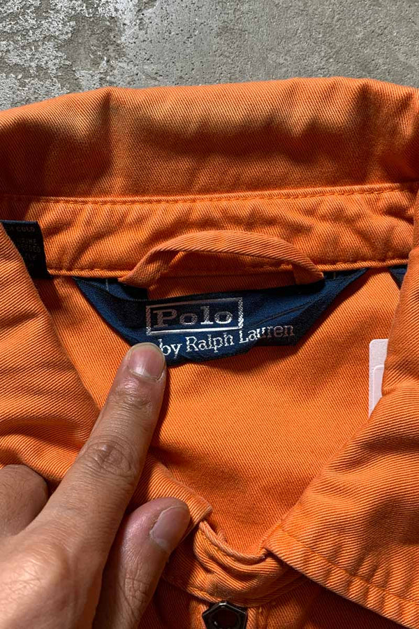 80'S COTTON ZIP UP JACKET / ORANGE [SIZE: L USED]