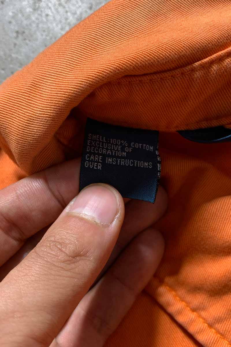 80'S COTTON ZIP UP JACKET / ORANGE [SIZE: L USED]