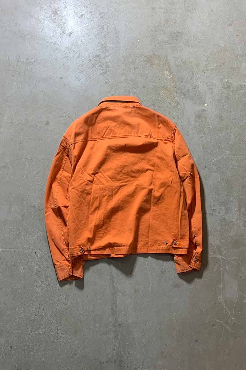 80'S COTTON ZIP UP JACKET / ORANGE [SIZE: L USED]
