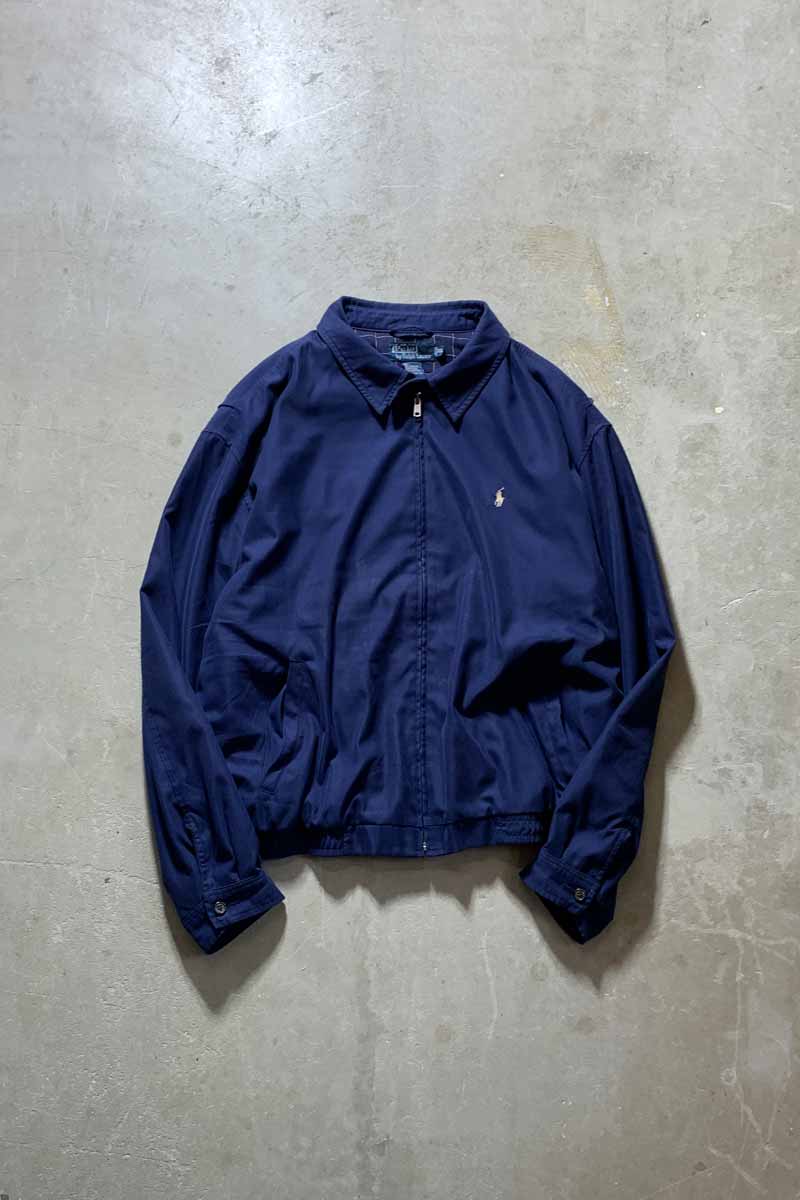 90'S POLYESTER ZIP UP JACKET / NAVY [SIZE: 2XL USED]