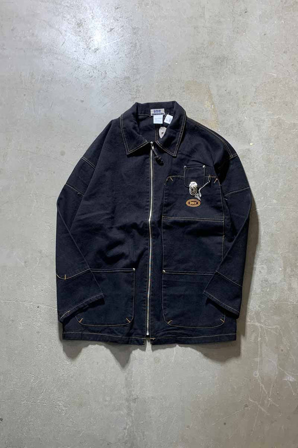 Y2K EARLY 00'S BLACK DENIM JACKET / BLACK [SIZE: L DEADSTOCK/NOS]