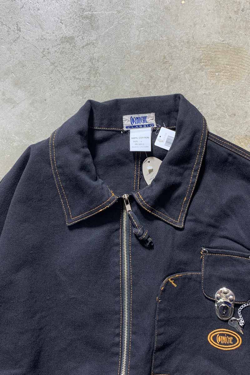 Y2K EARLY 00'S BLACK DENIM JACKET / BLACK [SIZE: L DEADSTOCK/NOS]