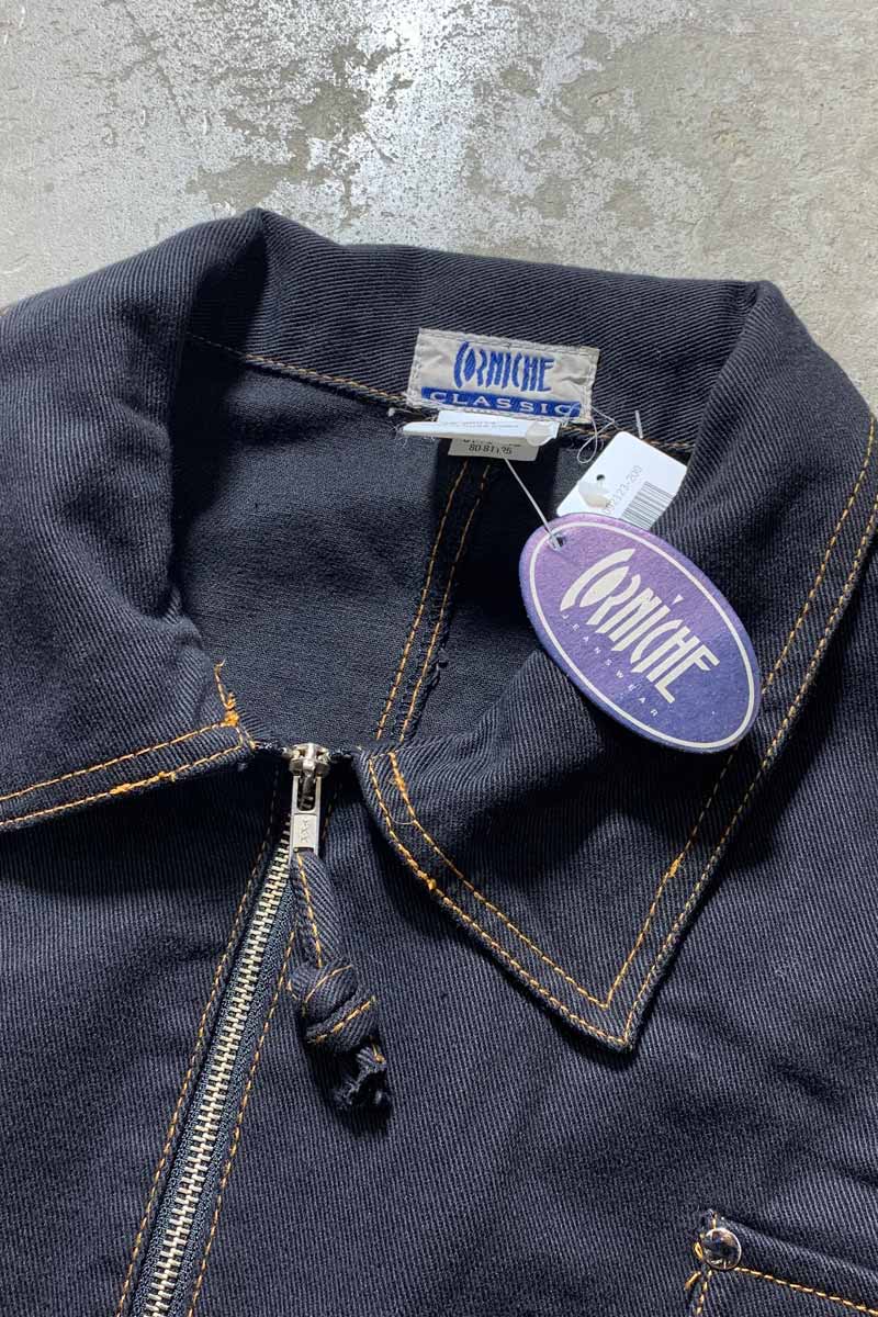 Y2K EARLY 00'S BLACK DENIM JACKET / BLACK [SIZE: L DEADSTOCK/NOS]
