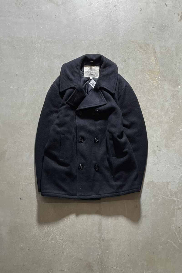 MADE IN USA 90'S MELTON WOOL P-COAT / BLACK [SIZE: L USED]