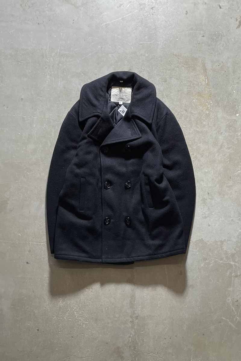 MADE IN USA 90'S MELTON WOOL P-COAT / BLACK [SIZE: L USED]