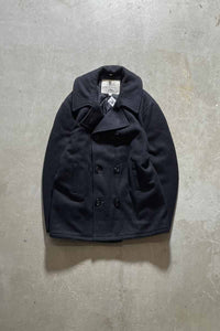 MADE IN USA 90'S MELTON WOOL P-COAT / BLACK [SIZE: L USED]