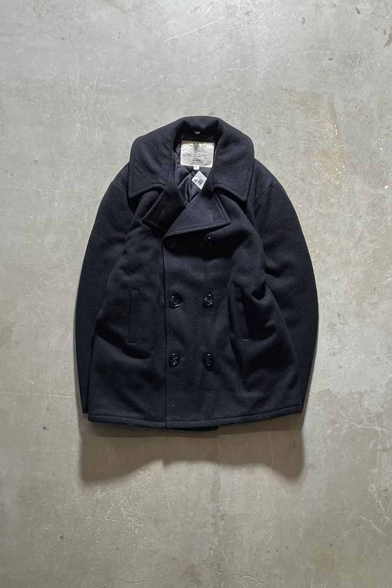 MADE IN USA 90'S MELTON WOOL P-COAT / BLACK [SIZE: L USED]
