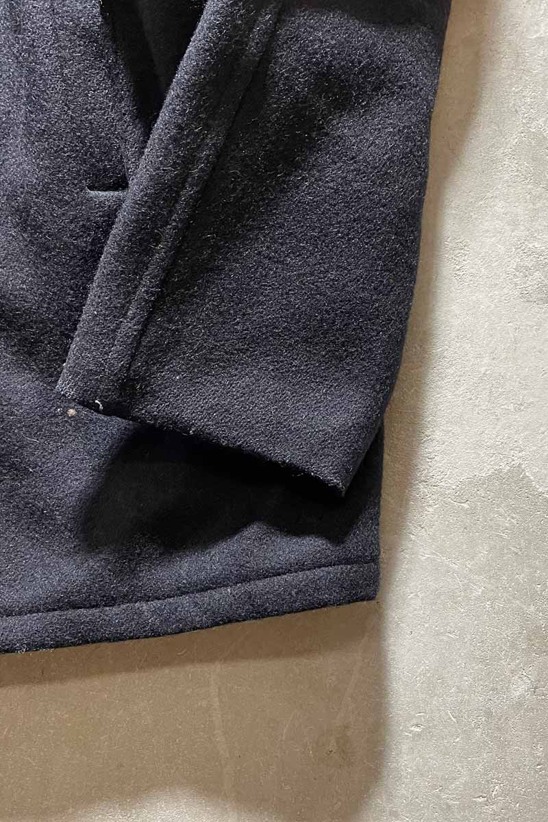MADE IN USA 90'S MELTON WOOL P-COAT / BLACK [SIZE: L USED]