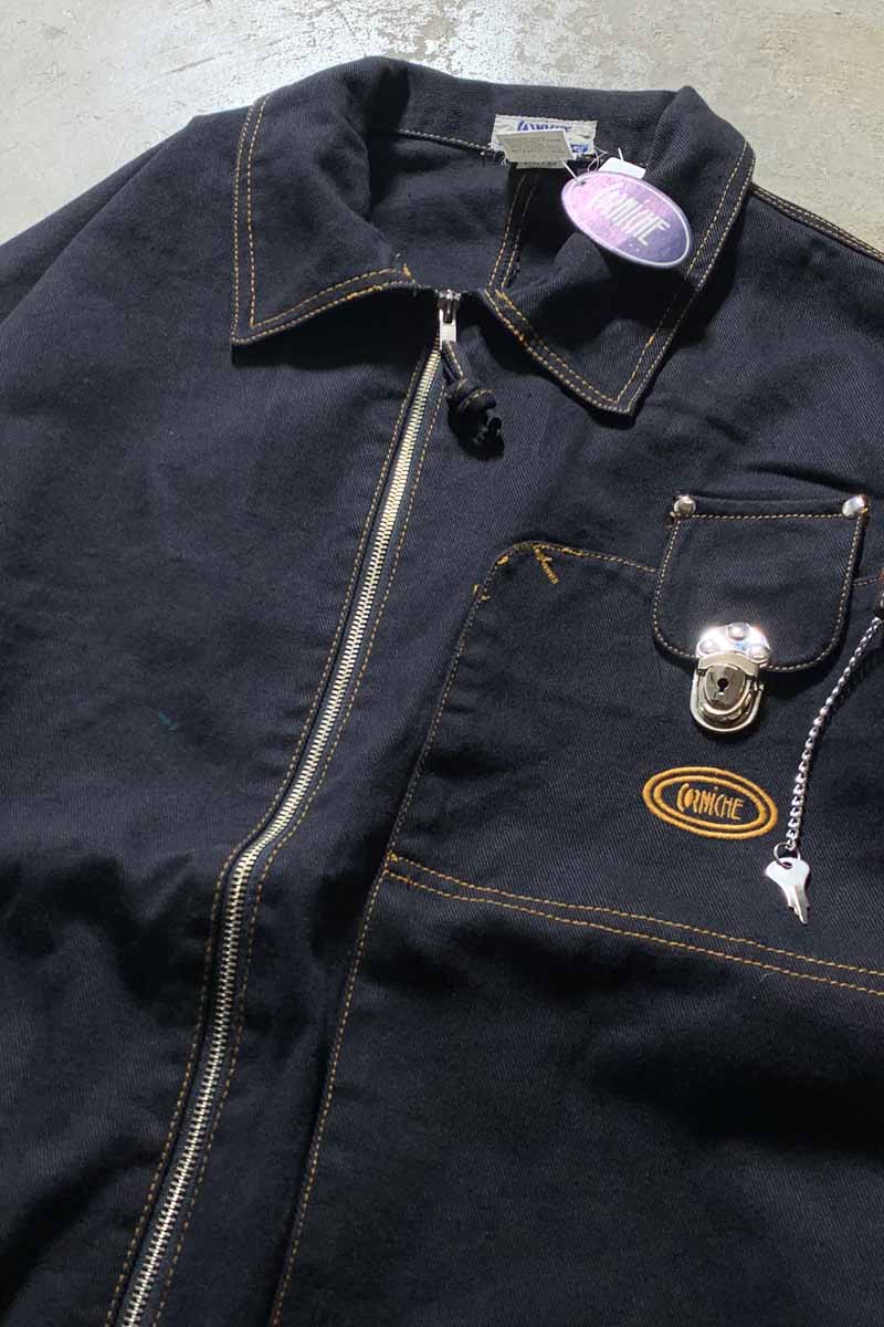 Y2K EARLY 00'S BLACK DENIM JACKET / BLACK [SIZE: L DEADSTOCK/NOS]
