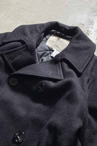 MADE IN USA 90'S MELTON WOOL P-COAT / BLACK [SIZE: L USED]