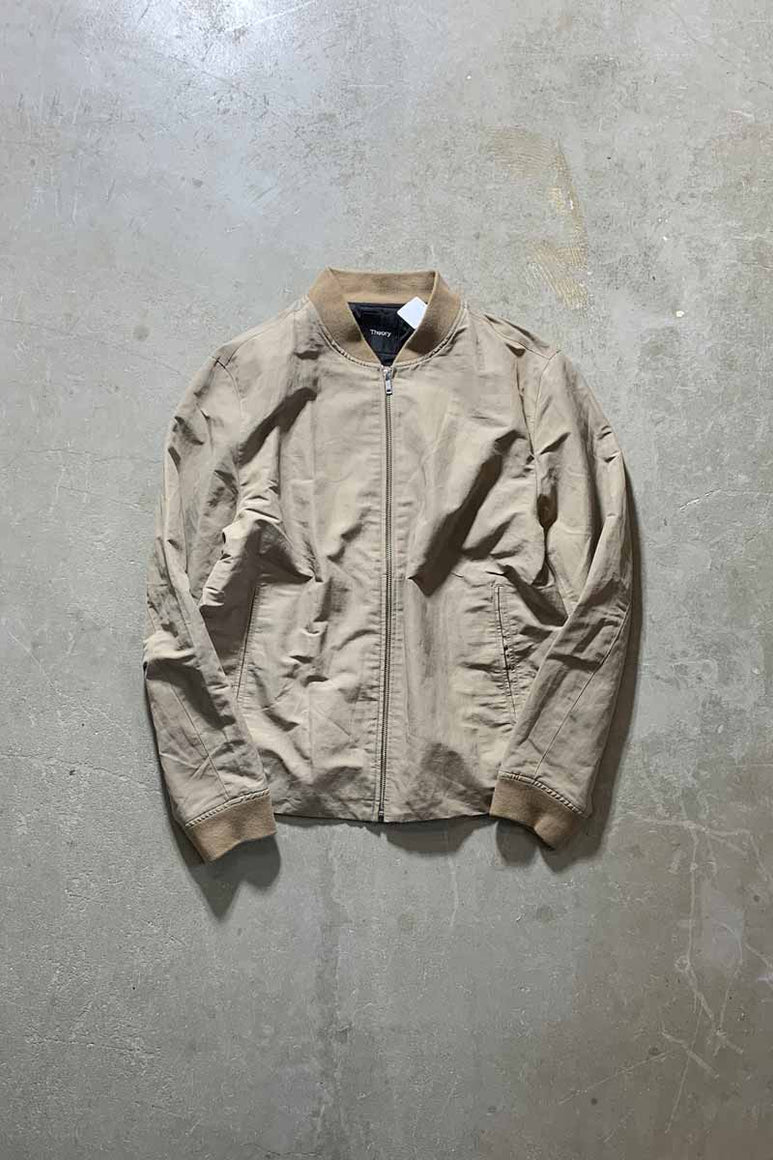 ZIP UP LINEN POLY COTTON JACKET / BEIGE [SIZE: L USED]