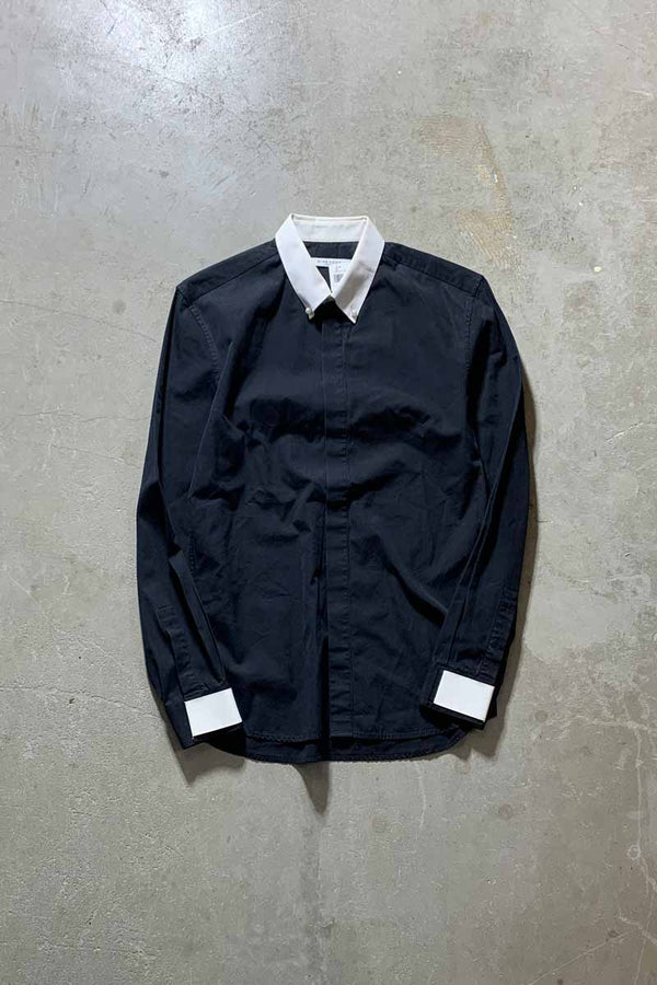 MADE IN ITALY L/S B.D COLOR SWITCHING SHIRT / BLACK [SIZE: M USED]