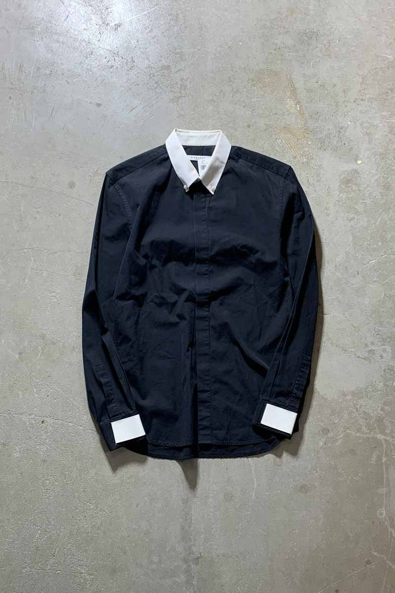 MADE IN ITALY L/S B.D COLOR SWITCHING SHIRT / BLACK [SIZE: M USED]