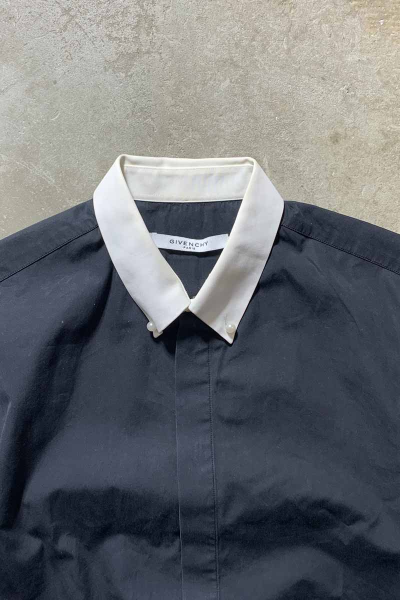 MADE IN ITALY L/S B.D COLOR SWITCHING SHIRT / BLACK [SIZE: M USED]