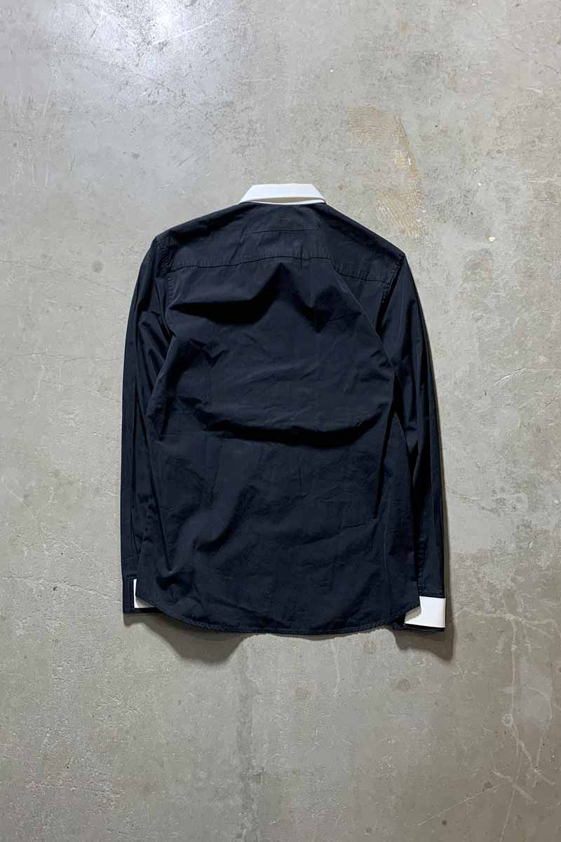 MADE IN ITALY L/S B.D COLOR SWITCHING SHIRT / BLACK [SIZE: M USED]