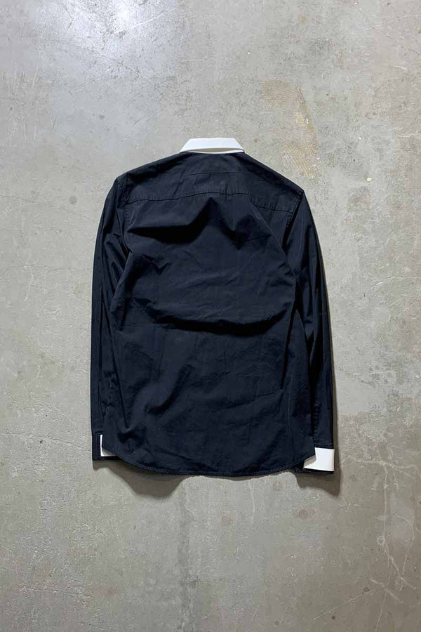 MADE IN ITALY L/S B.D COLOR SWITCHING SHIRT / BLACK [SIZE: M USED]