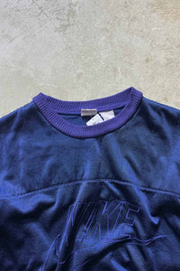 90'S LOGO EMBROIDERY JERSEY SWEATSHIRT / NAVY [SIZE: M USED]