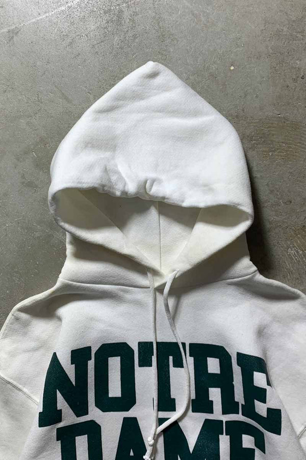 MADE IN USA 80'S NOTRE DAME COLLEGE PRINT SWEAT HOODIE / WHITE [SIZE: XL USED]