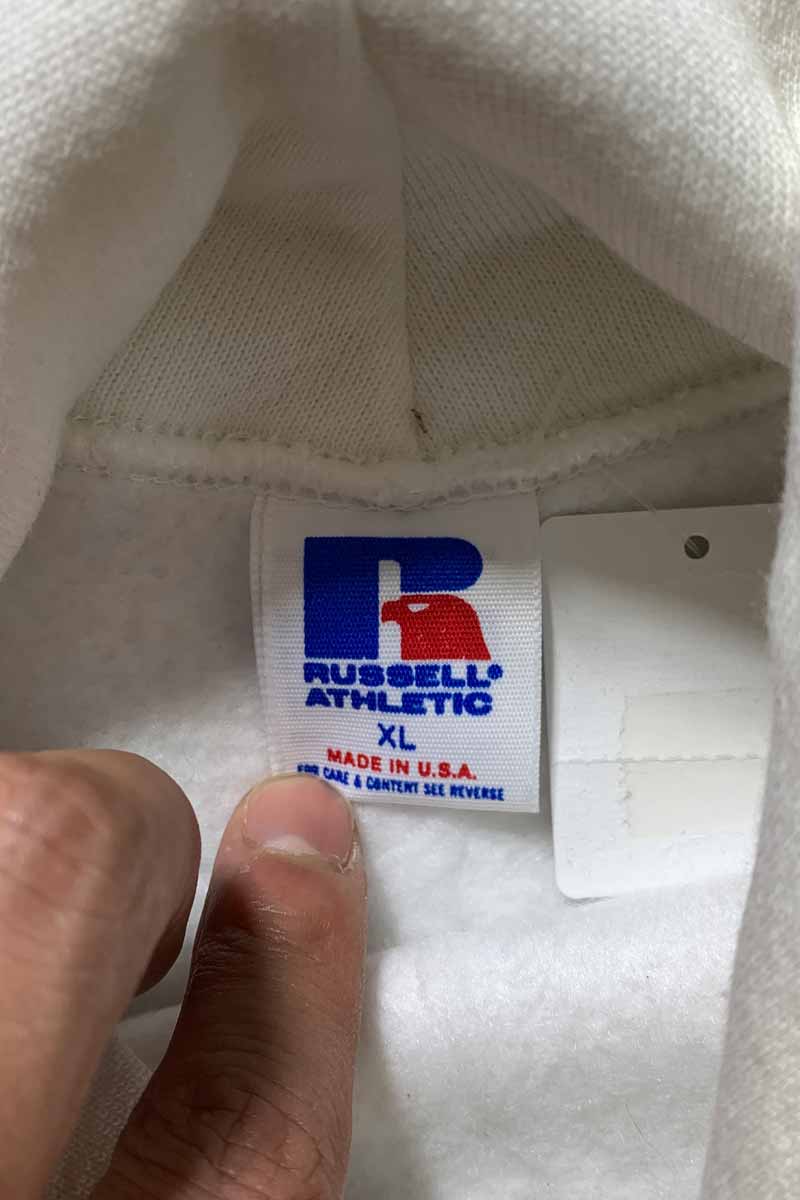 MADE IN USA 80'S NOTRE DAME COLLEGE PRINT SWEAT HOODIE / WHITE [SIZE: XL USED]