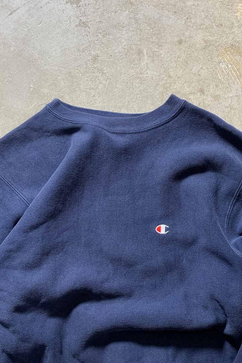 MADE IN USA 90'S REVERSE WEAVE ONE POINT SWEATSHIRT / NAVY [SIZE: L USED]
