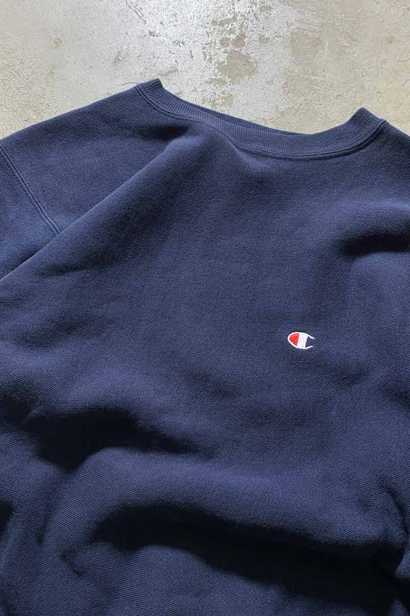 MADE IN USA 90'S REVERSE WEAVE ONE POINT SWEATSHIRT / NAVY [SIZE: L USED]