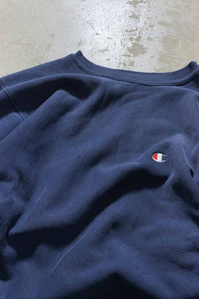 MADE IN USA 80'S REVERSE WEAVE ONE POINT SWEATSHIRT / NAVY [SIZE: L USED]