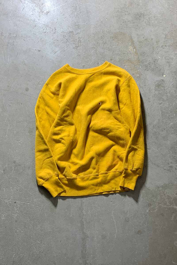 MADE IN USA 90'S REVERSE WEAVE ONE POINT SWEATSHIRT / YELLOW [SIZE: L USED]