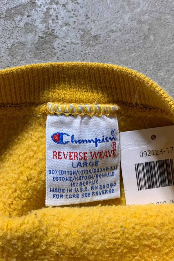MADE IN USA 90'S REVERSE WEAVE ONE POINT SWEATSHIRT / YELLOW [SIZE: L USED]