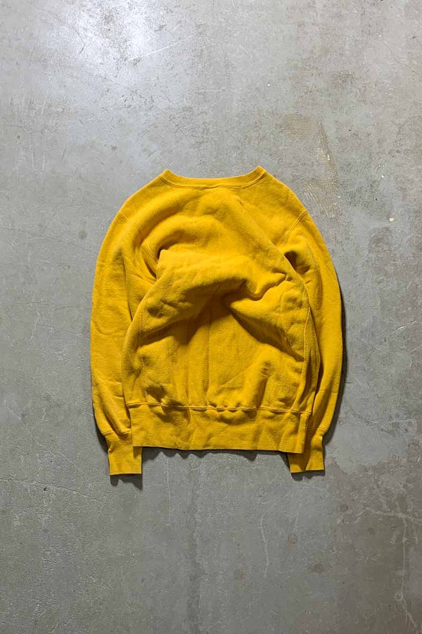 MADE IN USA 90'S REVERSE WEAVE ONE POINT SWEATSHIRT / YELLOW [SIZE: L USED]