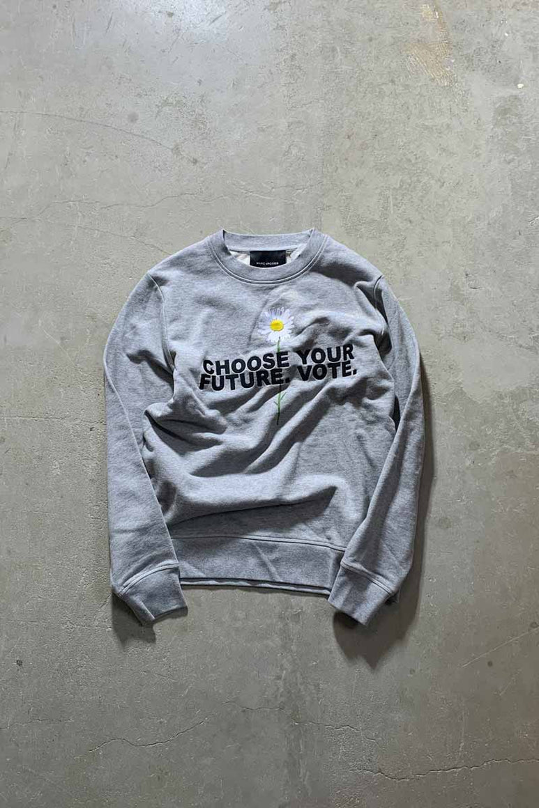 MADE IN TURKEY 20'S CHOOSE YOUR FUTURE VOTE SWEATSHIRT / GRAY [SIZE: S USED]