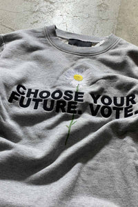 MADE IN TURKEY 20'S CHOOSE YOUR FUTURE VOTE SWEATSHIRT / GRAY [SIZE: S USED]