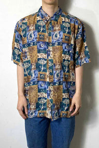 90'S S/S RAYON ART SHIRT / MULTI [SIZE: XL USED]
